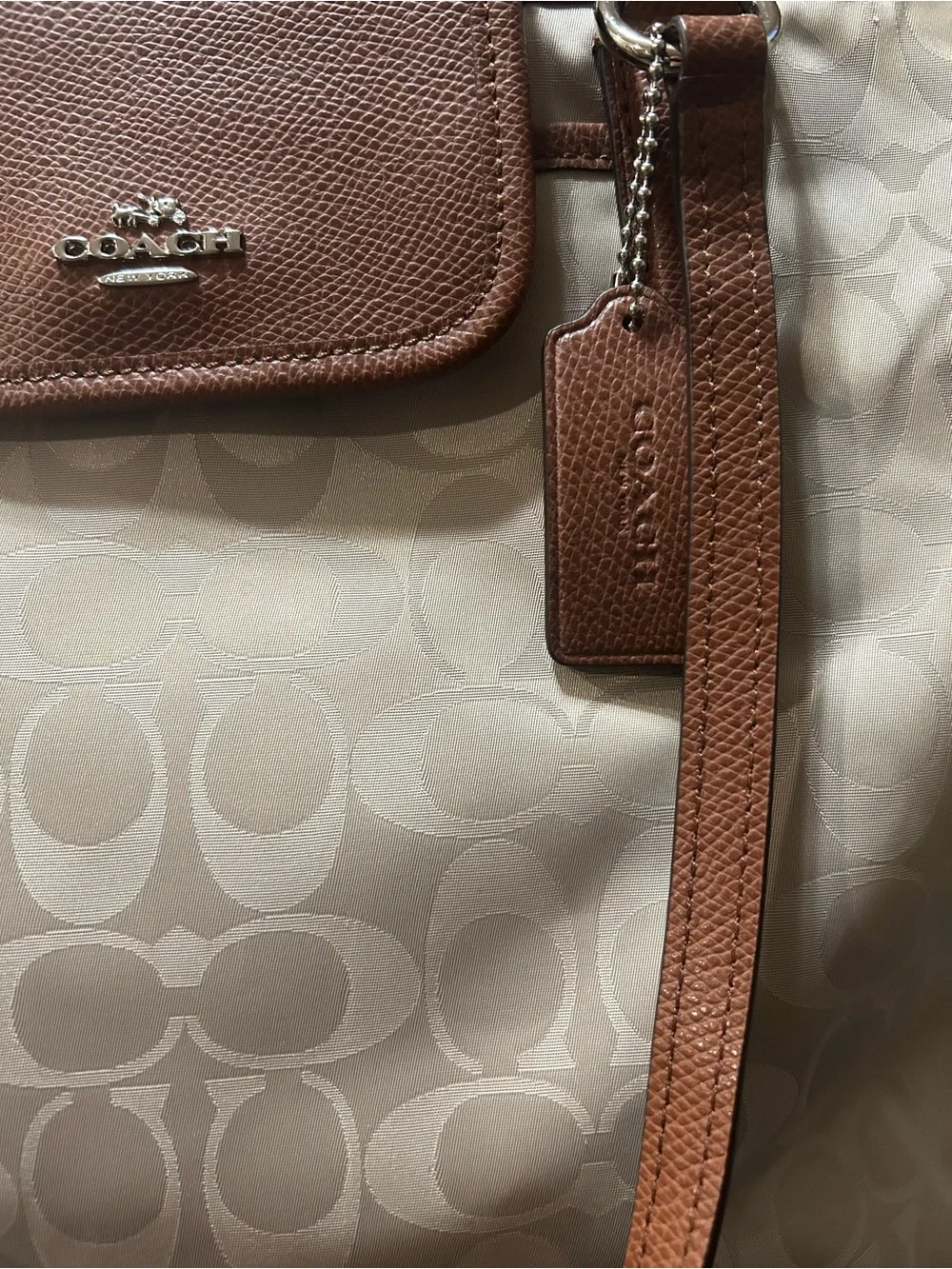 NEW WITH TAGS Coach Ward nylon logo bag with Brown Leather Trim